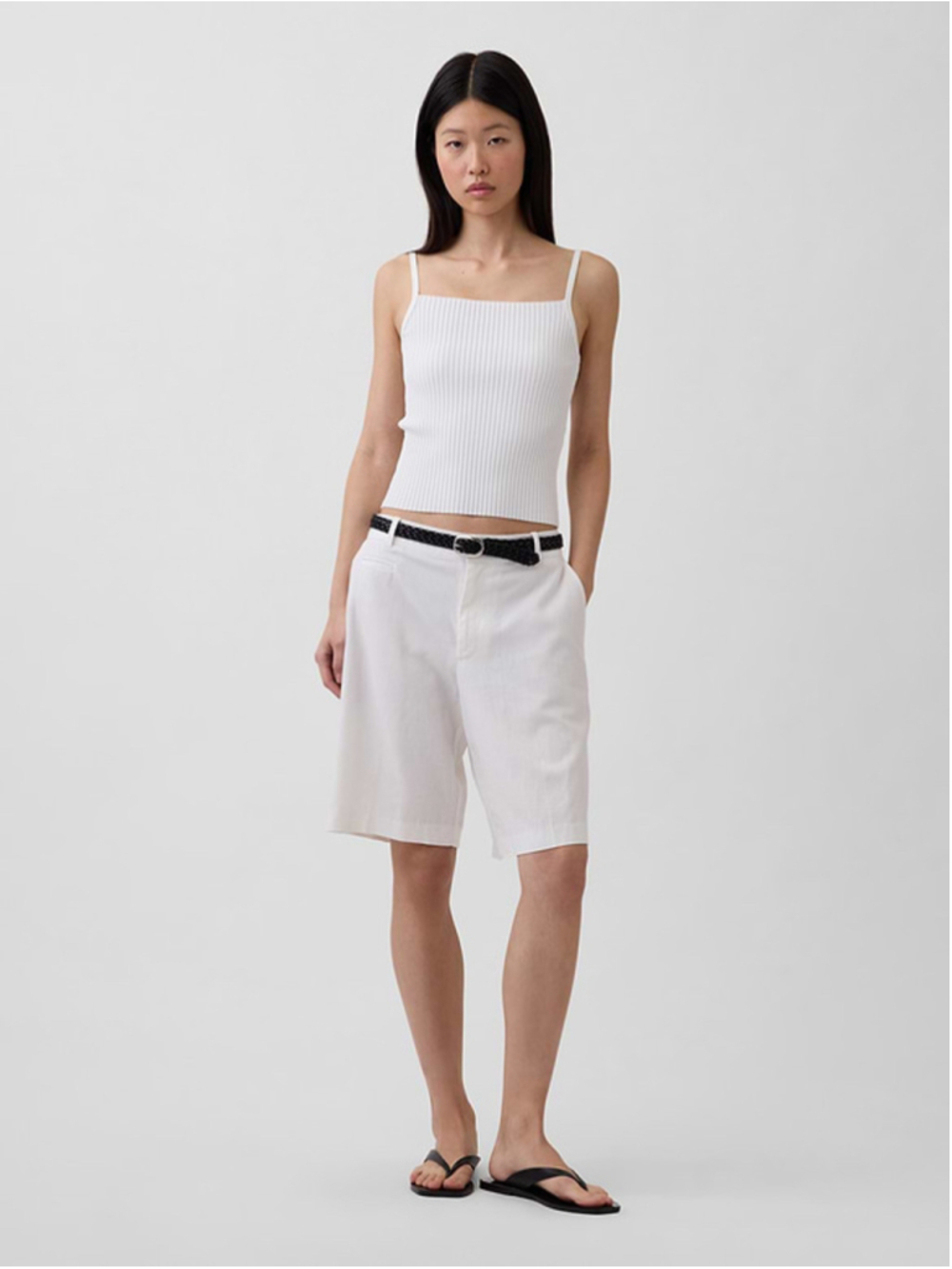 Gap Linen Blend Low Rise Bermuda Shorts White Size 10